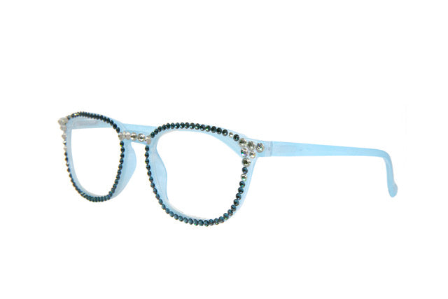 Round Blue Sparkly Reading Glasses