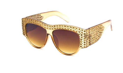 Gold Oversize Sunglasses with Crystals
