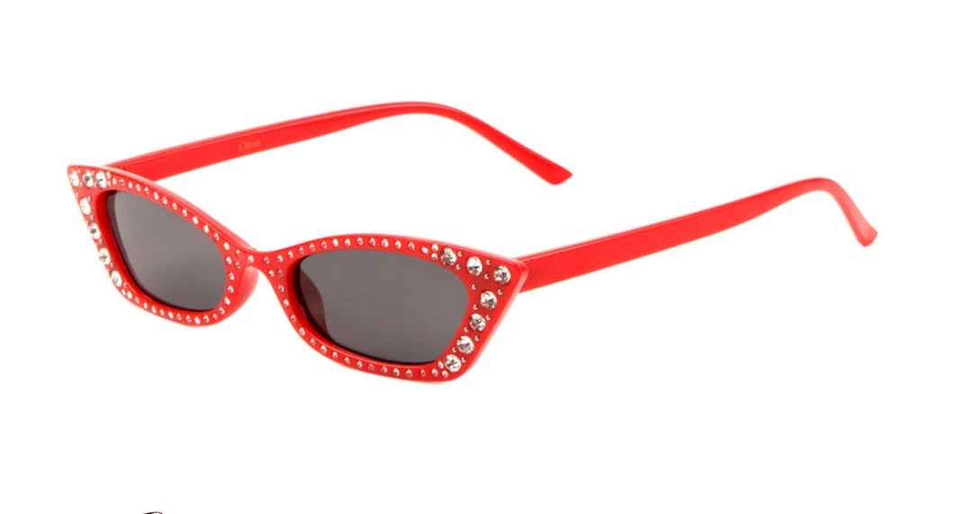 Red Cat-Eye Sunglasses for women, Retro Vintage glasses with rhinestones