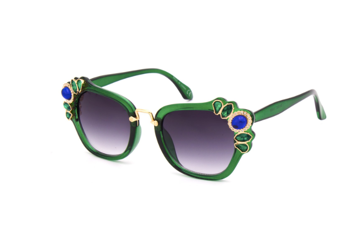 Limited Edition Green Sunglasses with Rhinestones