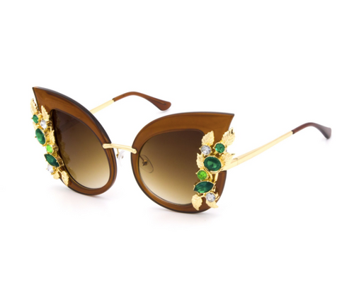 Delicacy Brown Sunglasses with Crystals