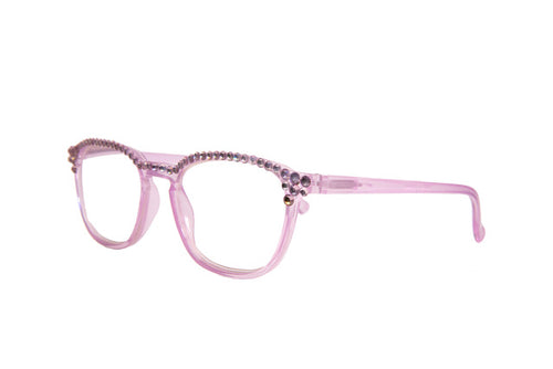 Round Light Purple Sparkly Reading Glasses