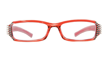 Rectangle Frame Sparkly Red+Leather Arms Readers