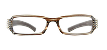 Rectangle Frame Sparkly Brown +Leather Arms Readers