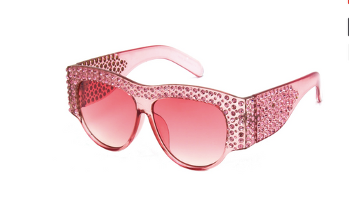 Pink Oversize Sunglasses with Crystals